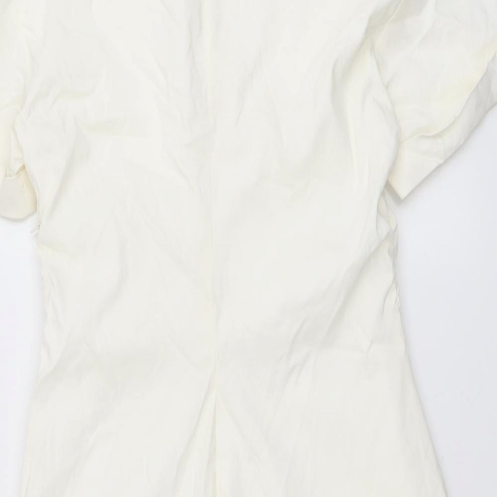 Zara Womens Ivory Polyester Shirt Dress Size 2XL Collared Zip
