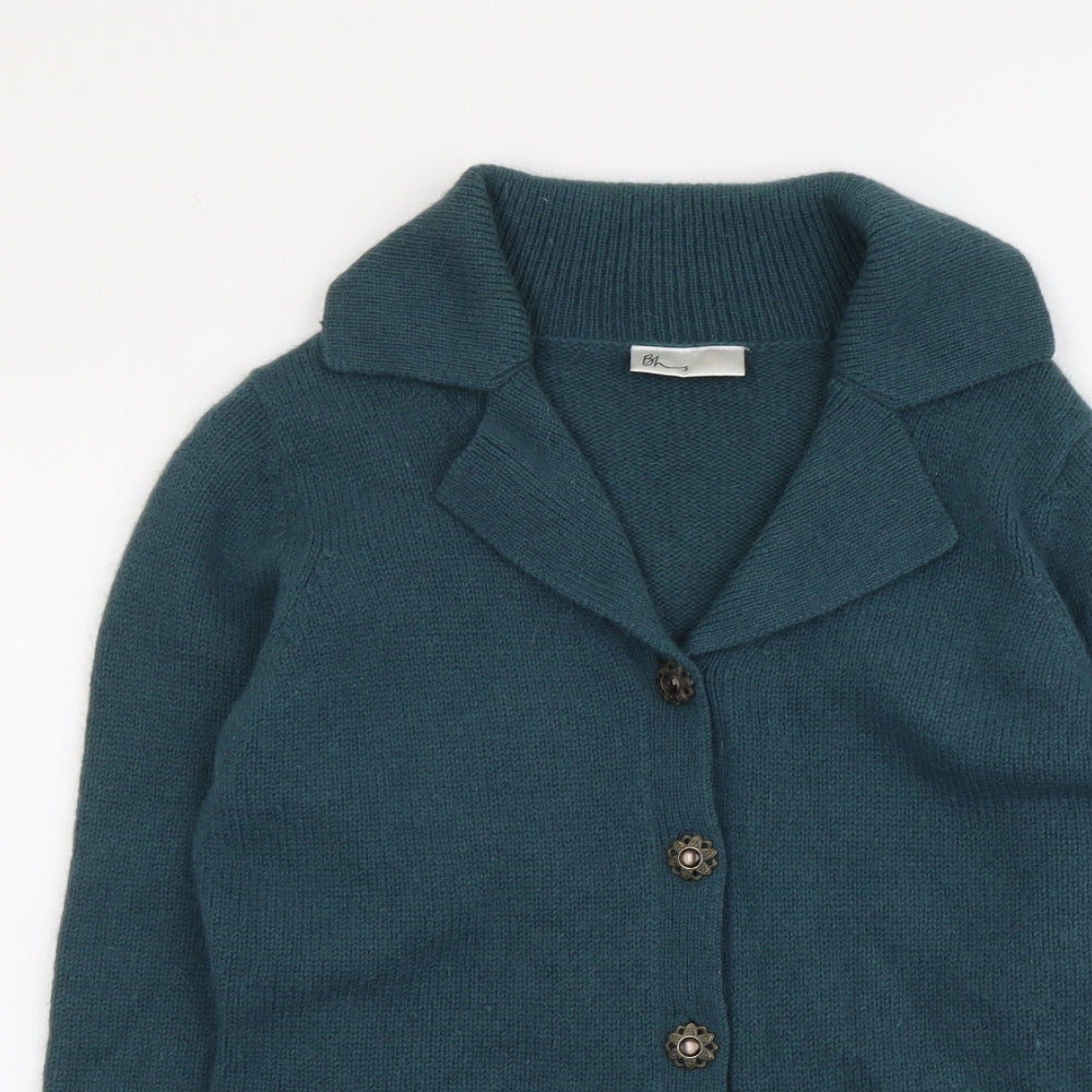 BHS Womens Green Collared Nylon Cardigan Jumper Size 12