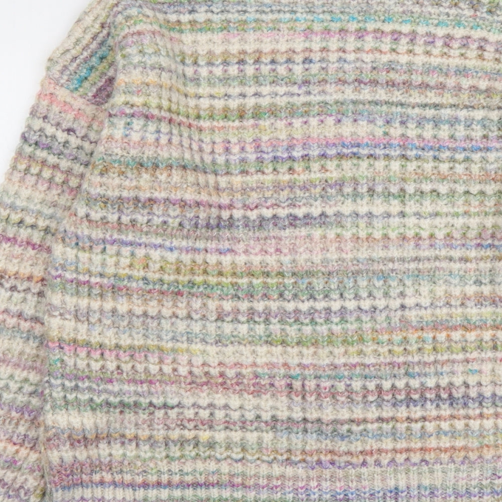 F&F Womens Multicoloured Round Neck Acrylic Pullover Jumper Size 16
