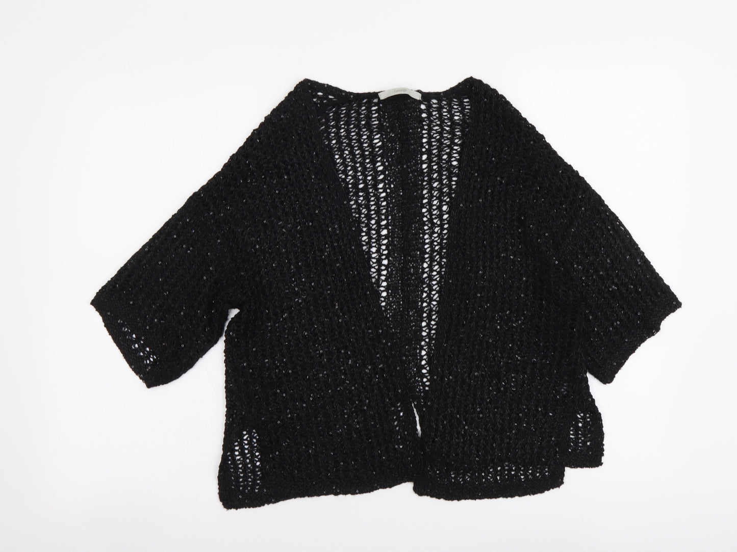 George Womens Black V-Neck Viscose Cardigan Jumper Size 14