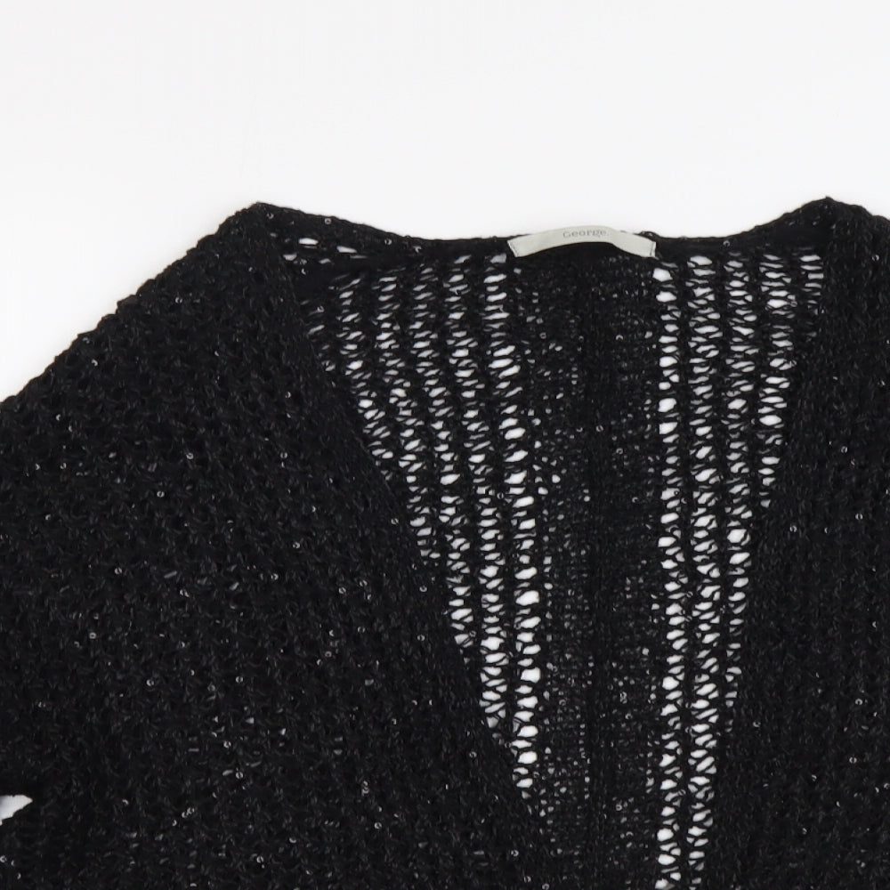 George Womens Black V-Neck Viscose Cardigan Jumper Size 14