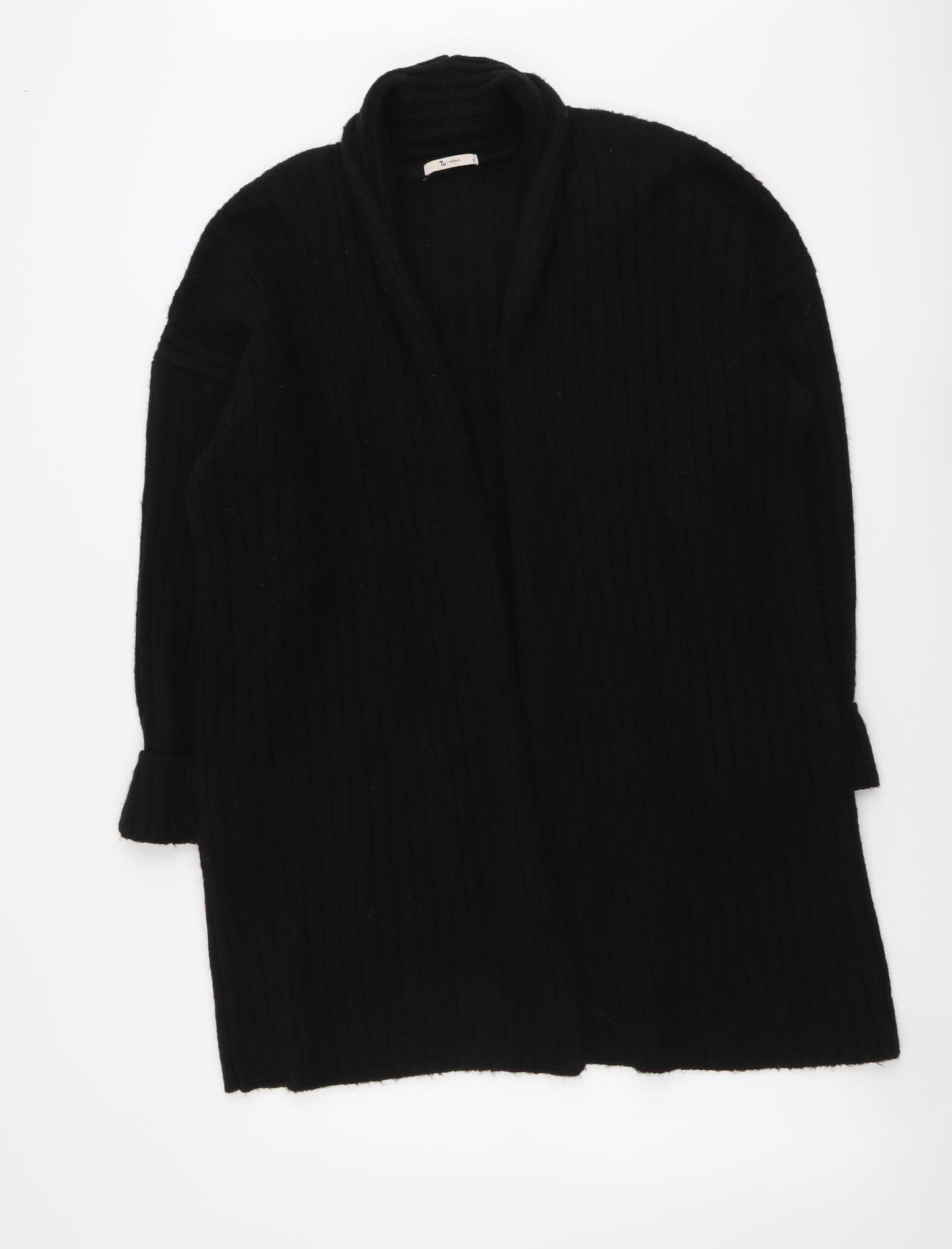 TU Womens Black V-Neck Acrylic Cardigan Jumper Size 18 - Ribbed