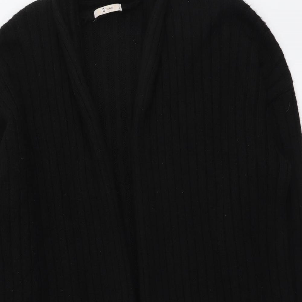 TU Womens Black V-Neck Acrylic Cardigan Jumper Size 18 - Ribbed