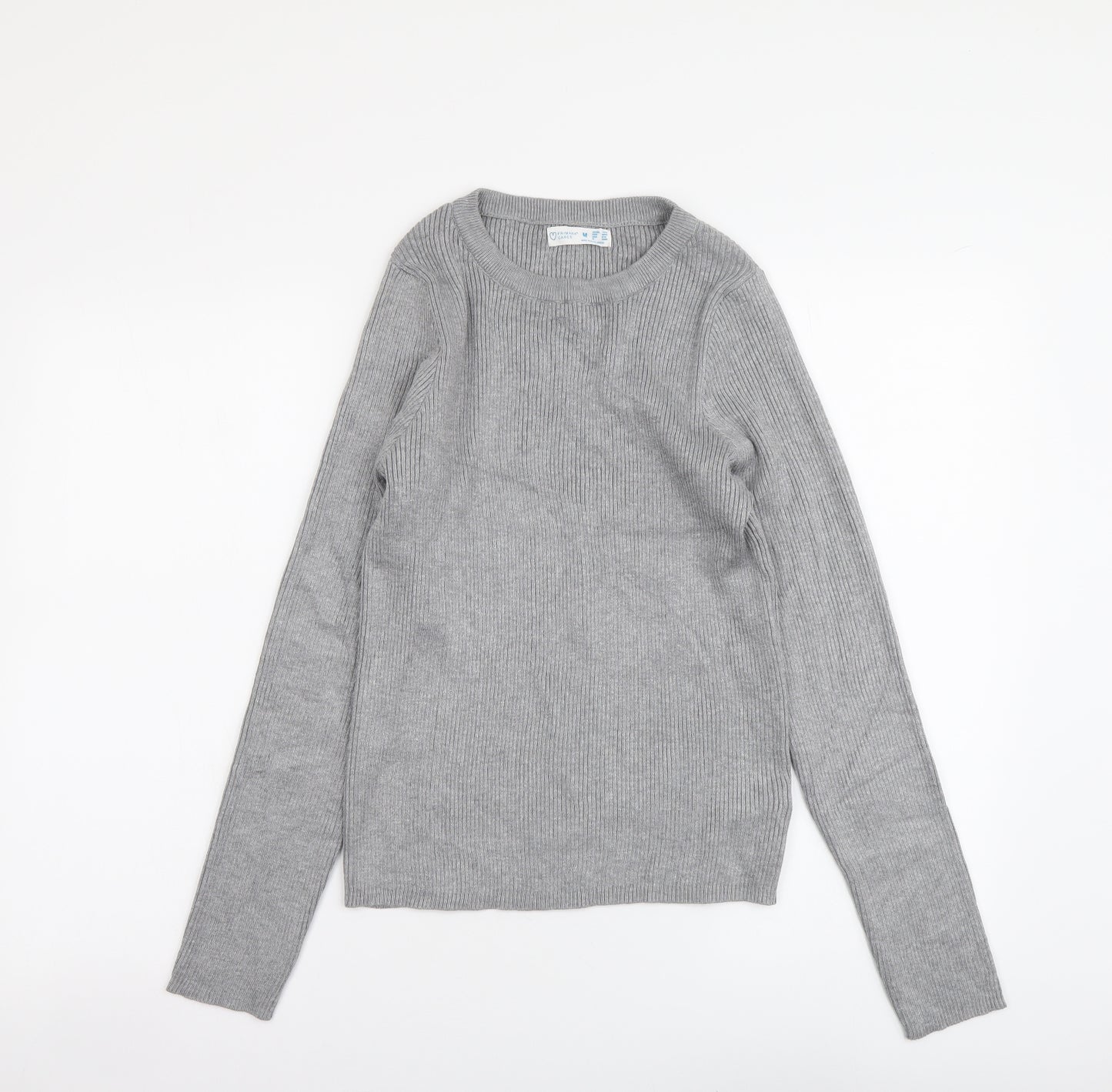 Primark Womens Grey Round Neck Viscose Pullover Jumper Size M - Ribbed