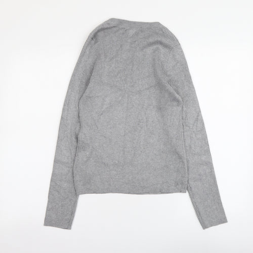 Primark Womens Grey Round Neck Viscose Pullover Jumper Size M - Ribbed