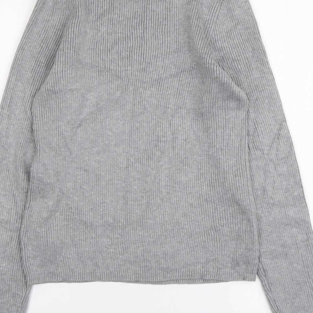 Primark Womens Grey Round Neck Viscose Pullover Jumper Size M - Ribbed