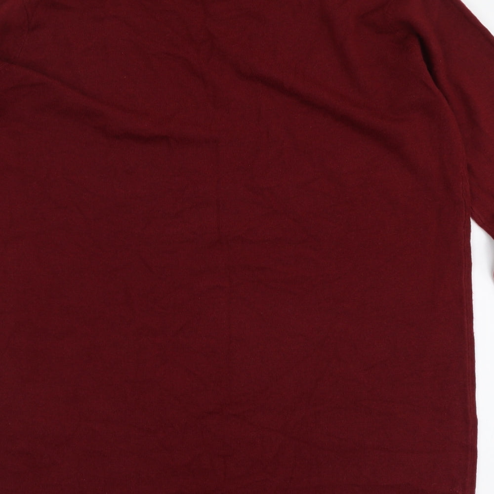 Papaya Womens Red V-Neck Acrylic Tunic Jumper Size M