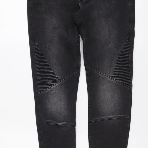 Zara Womens Grey Cotton Skinny Jeans Size 12 L27 in Regular Button