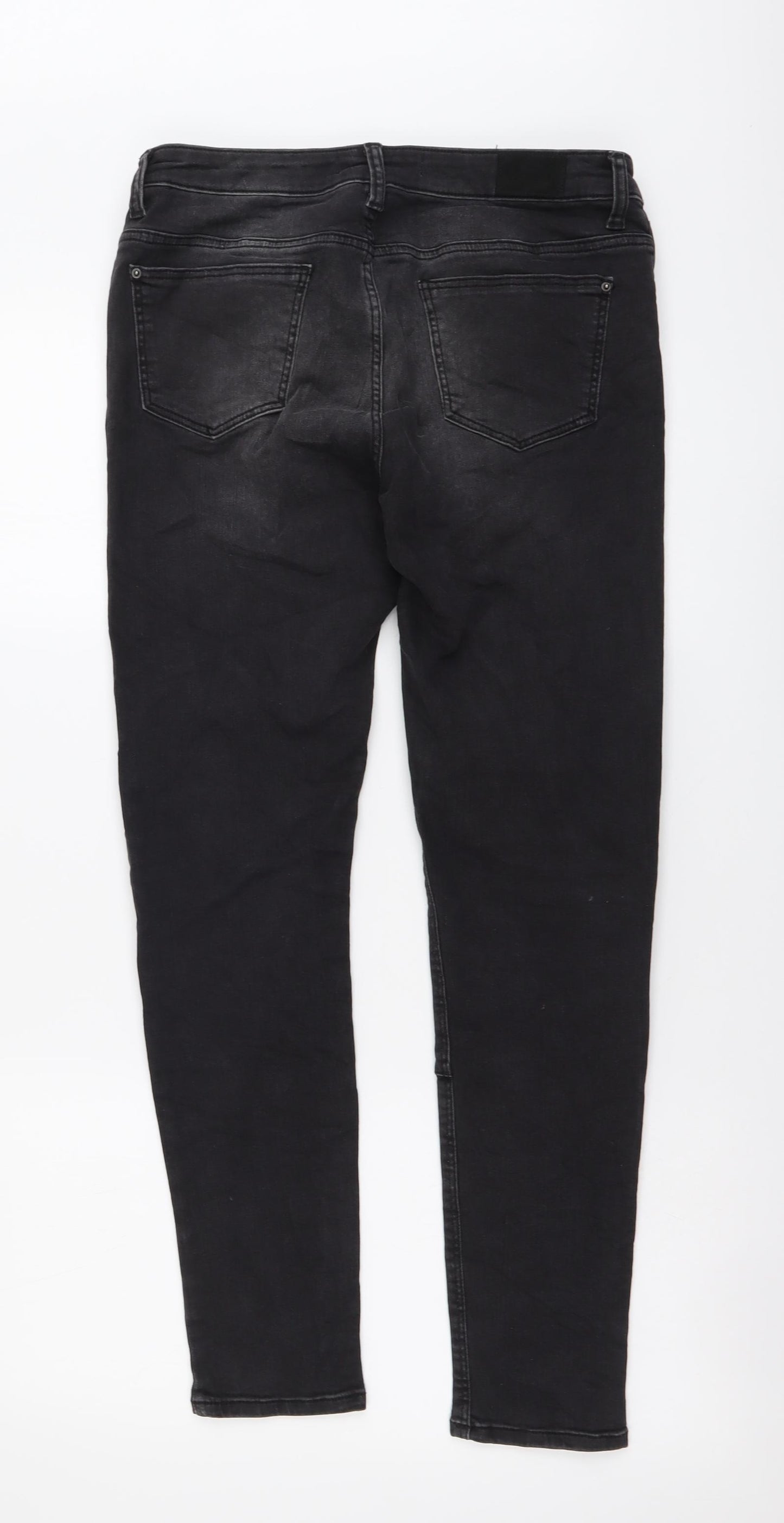 Zara Womens Grey Cotton Skinny Jeans Size 12 L27 in Regular Button
