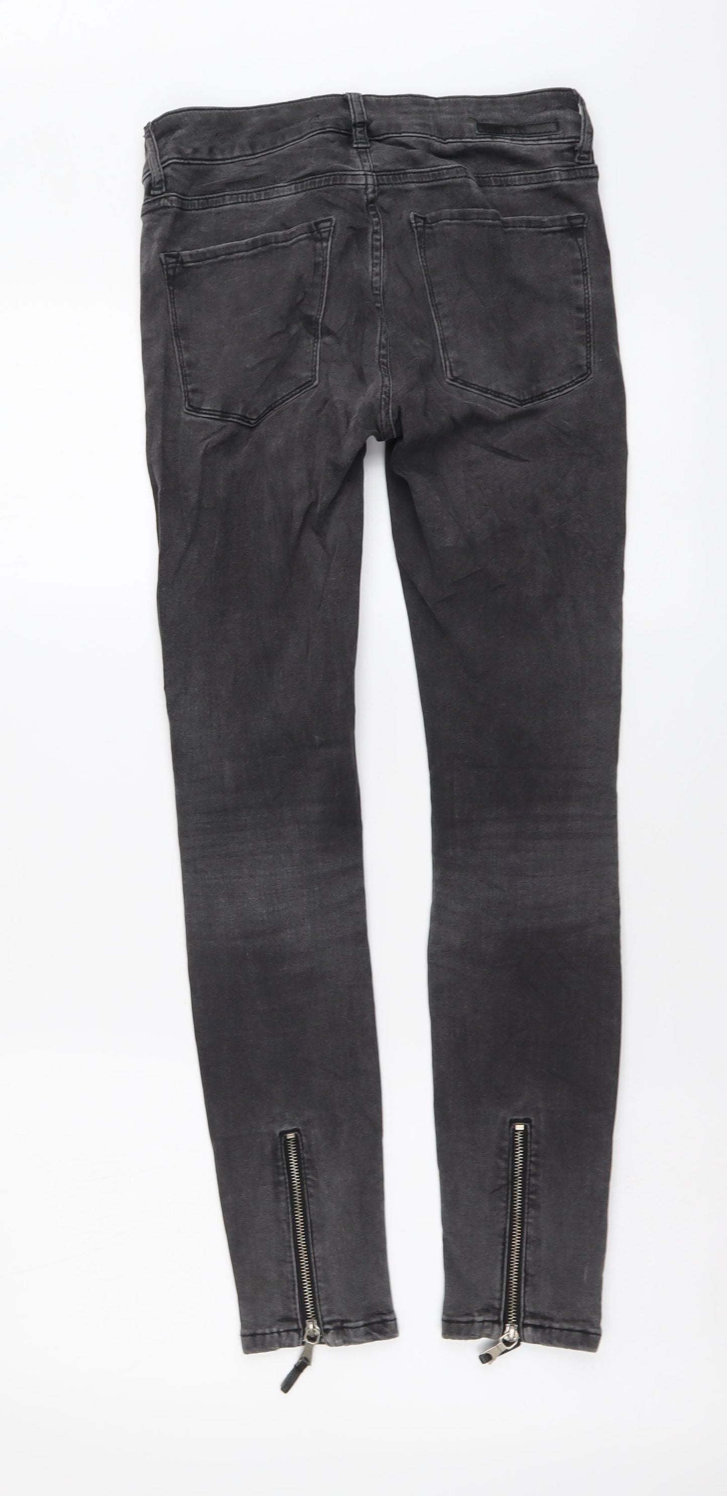 Zara Womens Grey Cotton Skinny Jeans Size S L28 in Regular Button