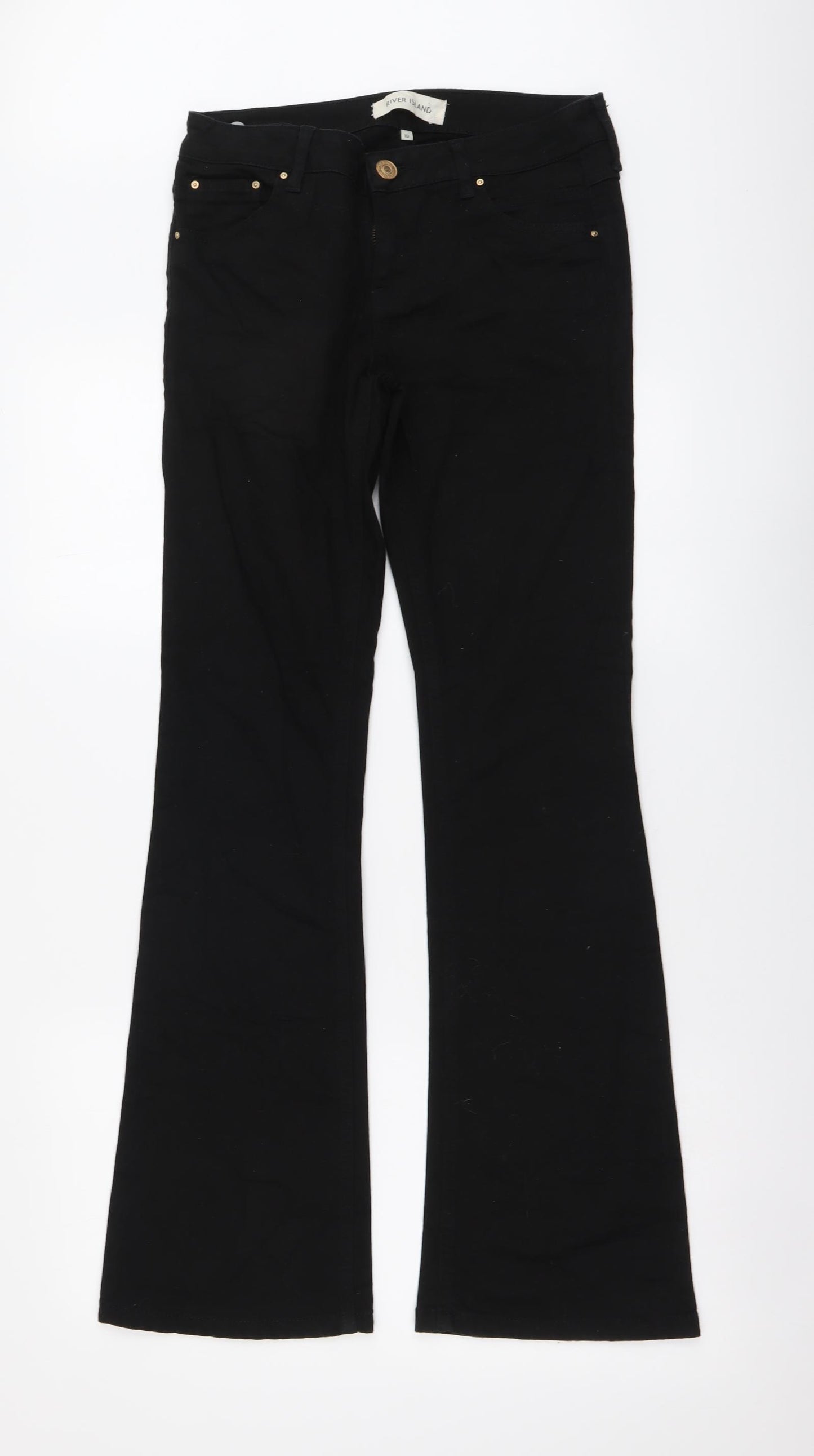 River Island Womens Black Cotton Bootcut Jeans Size 10 L31 in Regular Button