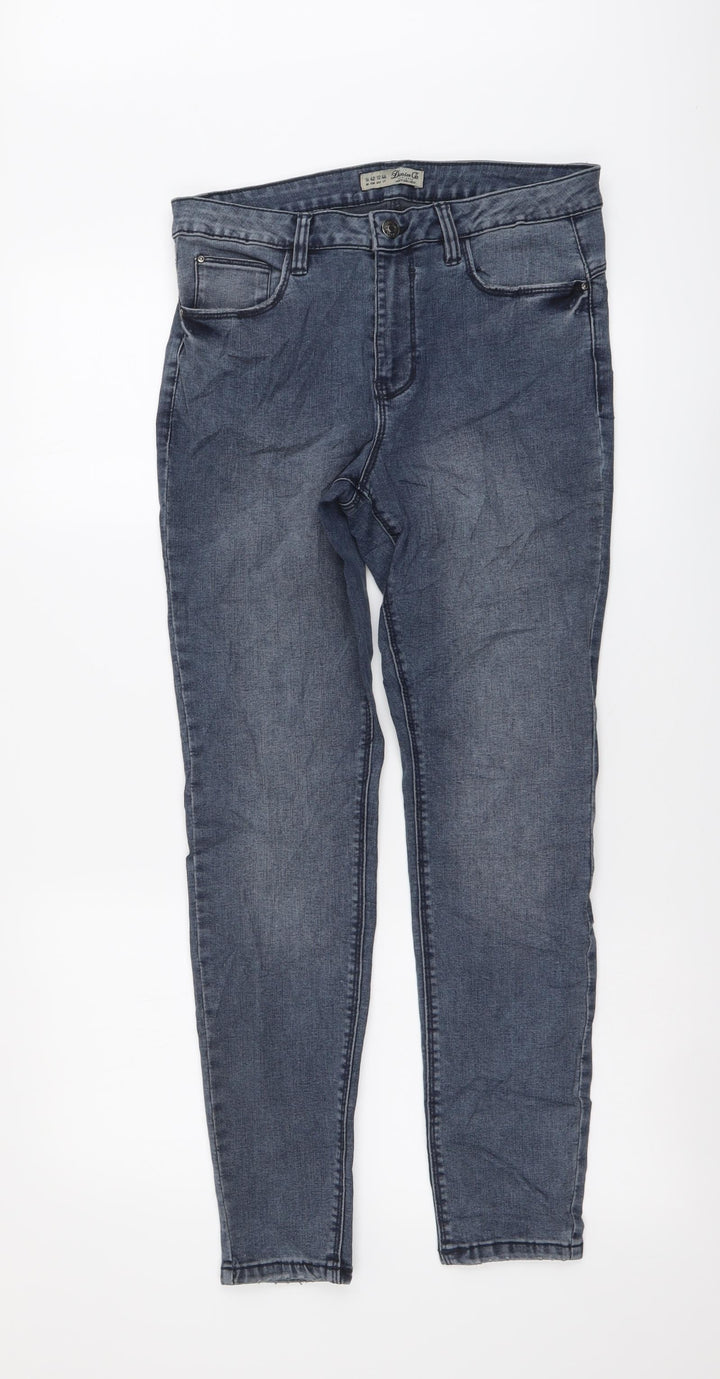 Denim & Co. Womens Blue Cotton Skinny Jeans Size 14 L28 in Regular Button