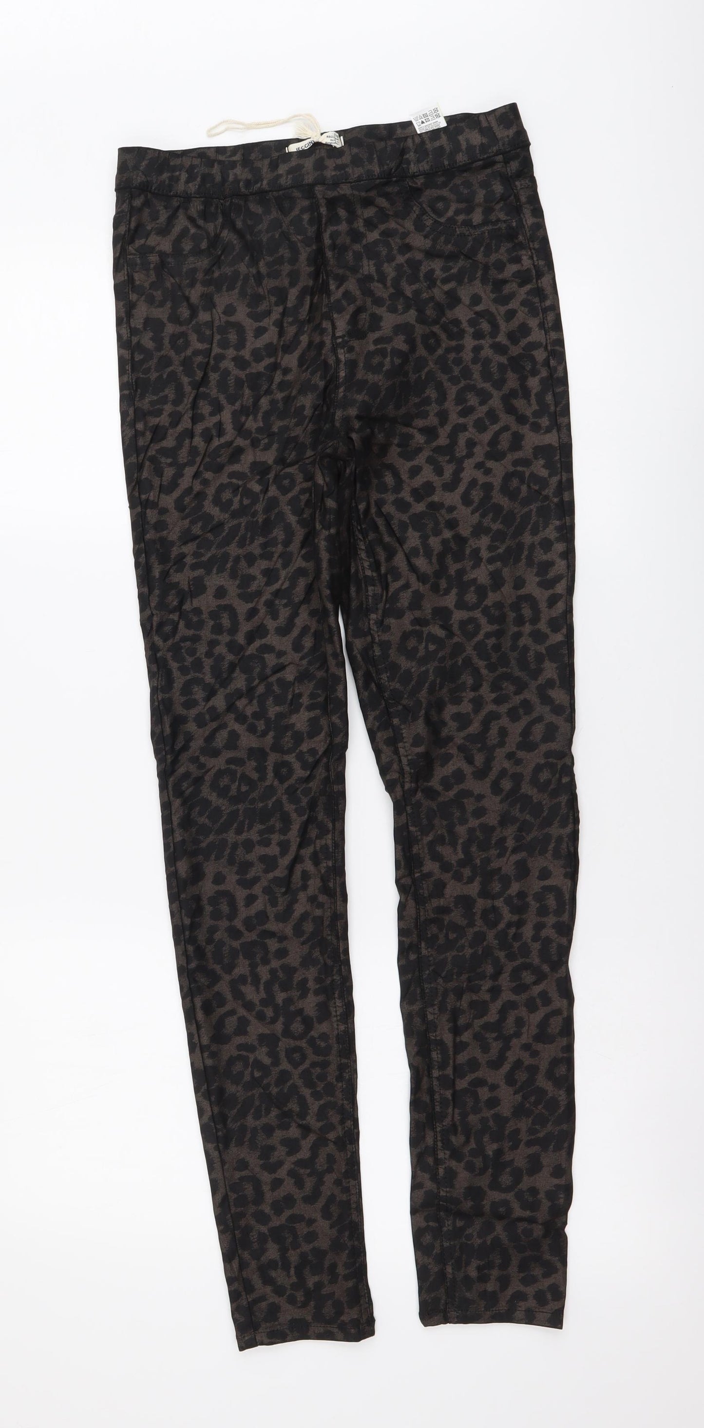 Marks and Spencer Womens Brown Animal Print Viscose Jegging Leggings Size 10 L29 in - Leopard Print