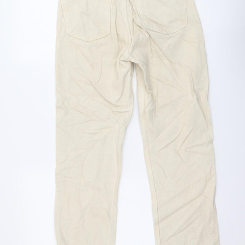 Zara Womens Beige Cotton Mom Jeans Size S L26 in Regular Button
