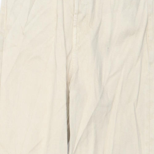 Zara Womens Beige Cotton Mom Jeans Size S L26 in Regular Button