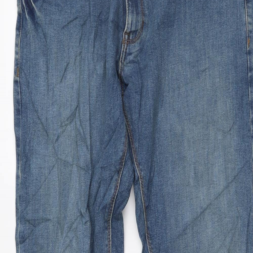 Marks and Spencer Mens Blue Cotton Skinny Jeans Size 34 in L31 in Regular Button