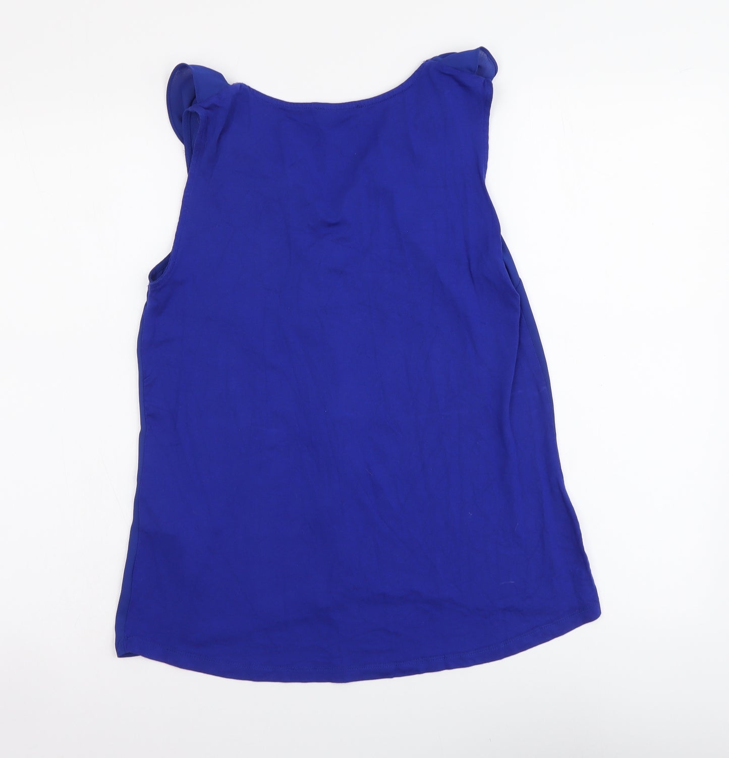 F&F Womens Blue Polyester Basic Blouse Size 8 V-Neck