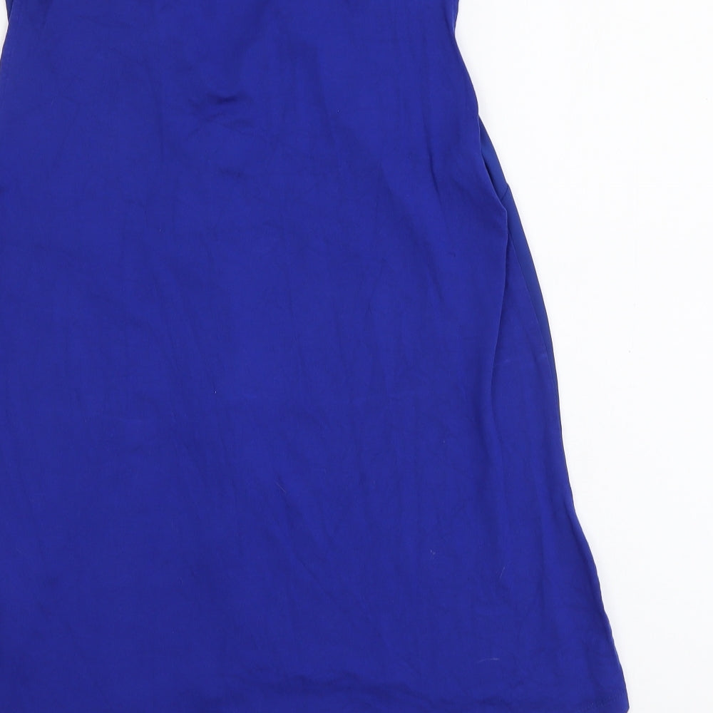 F&F Womens Blue Polyester Basic Blouse Size 8 V-Neck