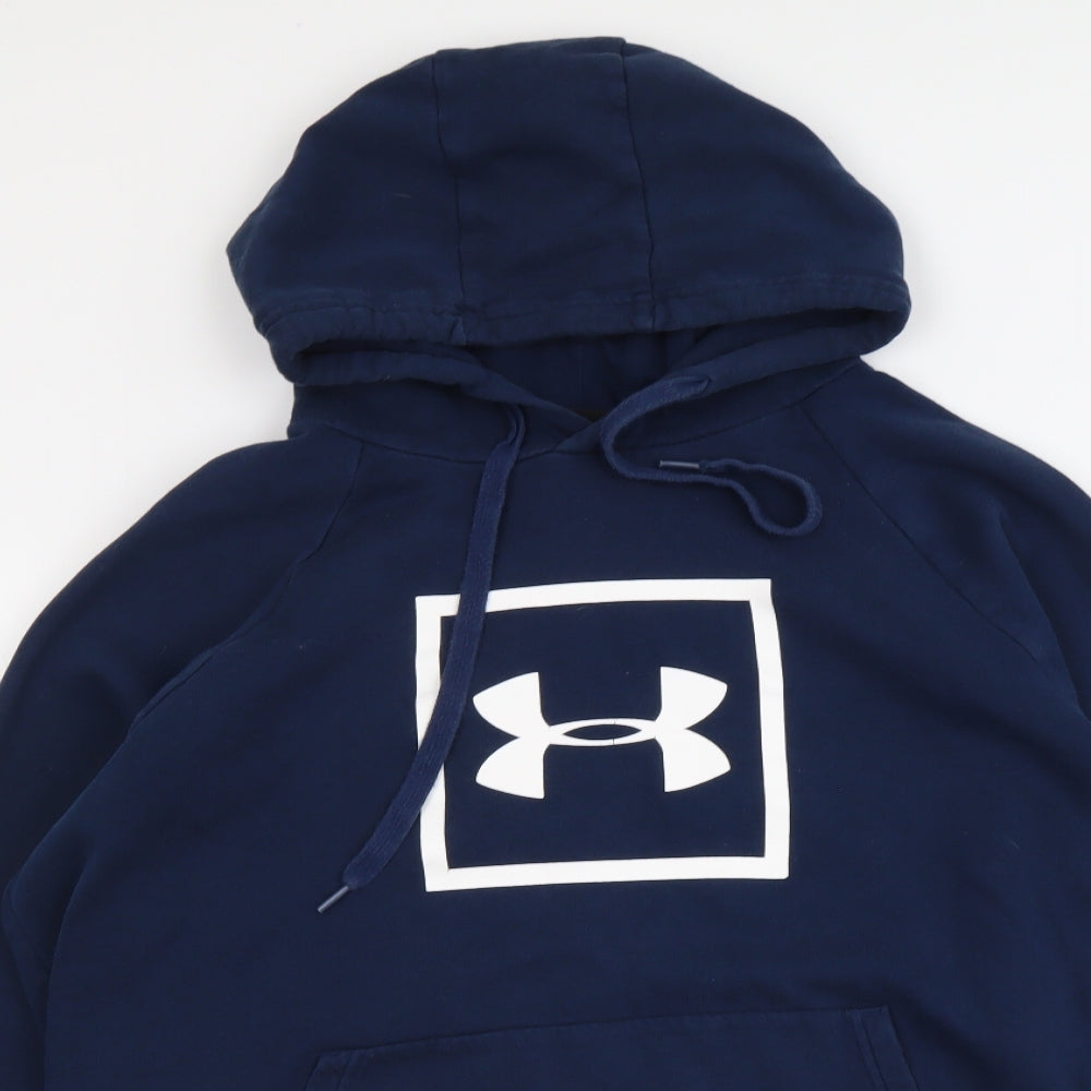 Under armour Mens Blue Cotton Pullover Hoodie Size L
