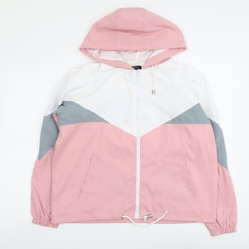 RISING Womens Pink Windbreaker Jacket Size S Zip - Colourblock
