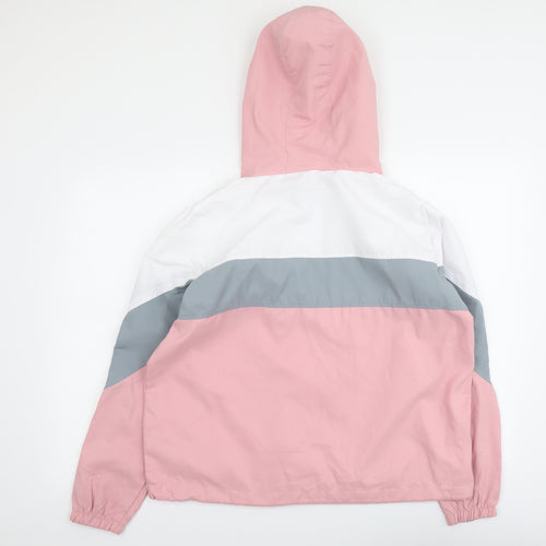 RISING Womens Pink Windbreaker Jacket Size S Zip - Colourblock