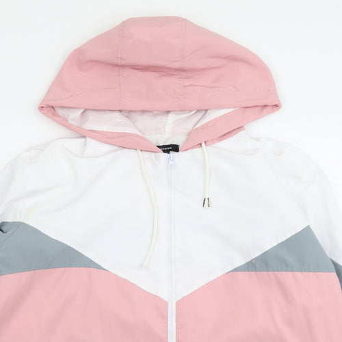 RISING Womens Pink Windbreaker Jacket Size S Zip - Colourblock
