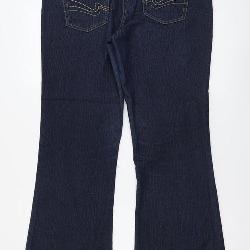 Debenhams Womens Blue Cotton Bootcut Jeans Size 14 L29 in Regular Button