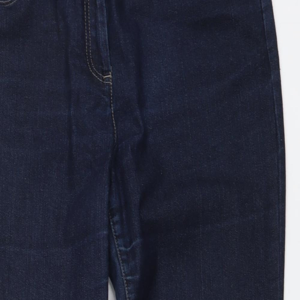 Debenhams Womens Blue Cotton Bootcut Jeans Size 14 L29 in Regular Button