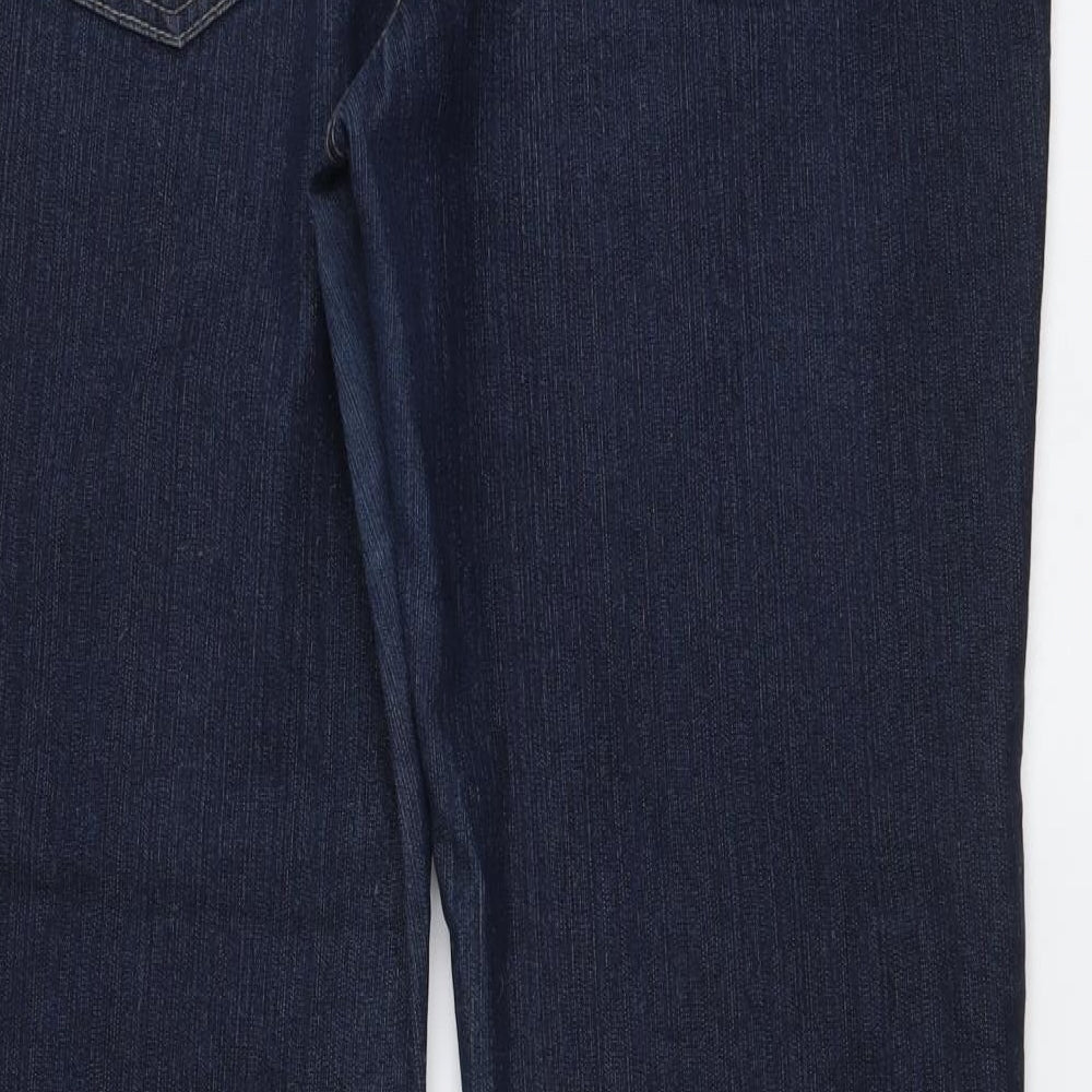 Debenhams Womens Blue Cotton Bootcut Jeans Size 14 L29 in Regular Button