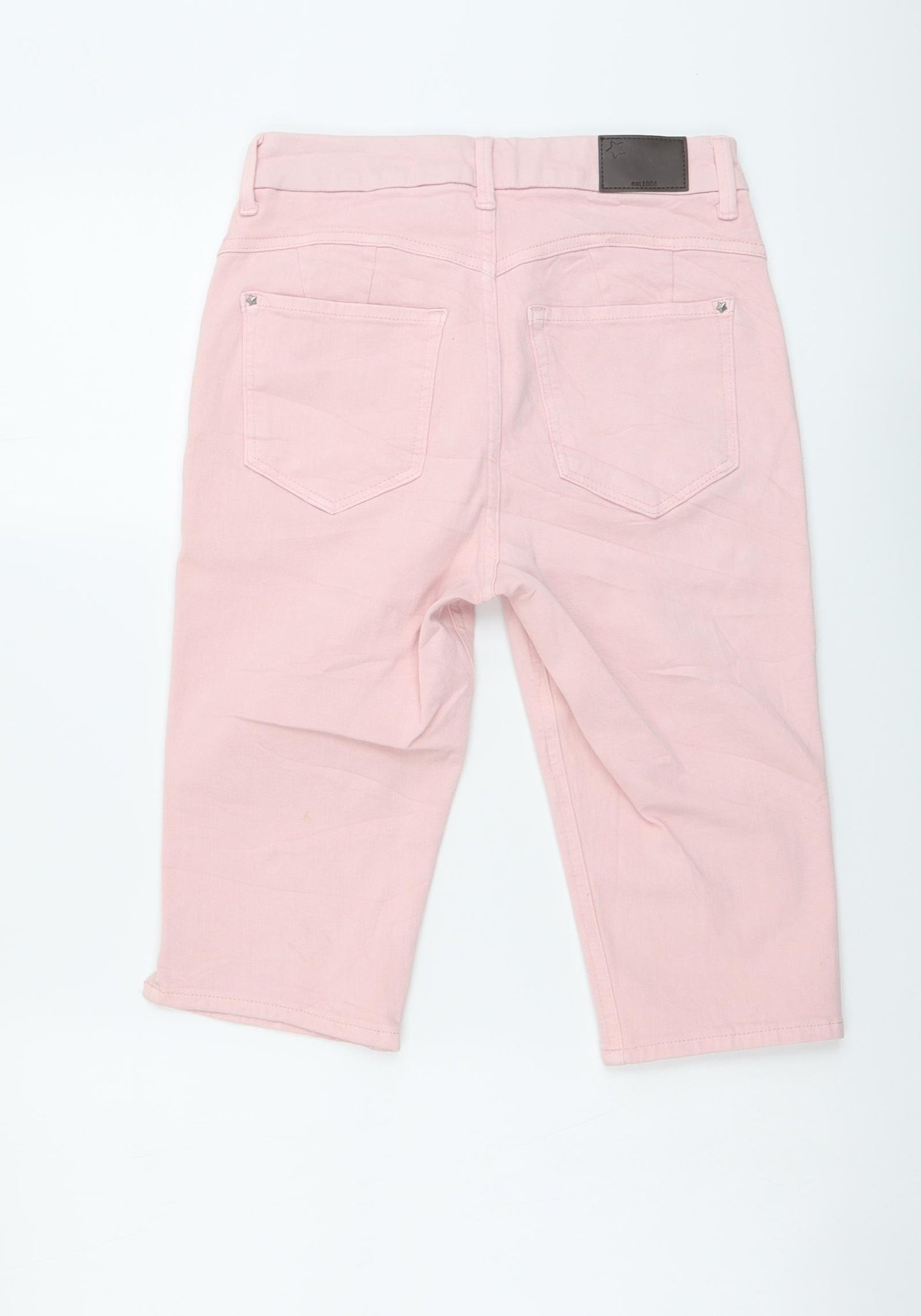 Marks and Spencer Womens Pink Cotton Biker Shorts Size 8 L14 in Regular Button