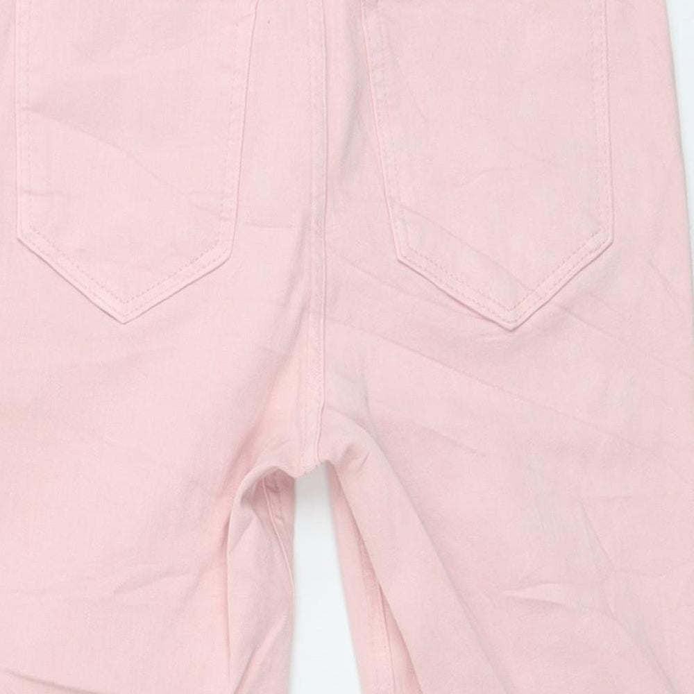 Marks and Spencer Womens Pink Cotton Biker Shorts Size 8 L14 in Regular Button