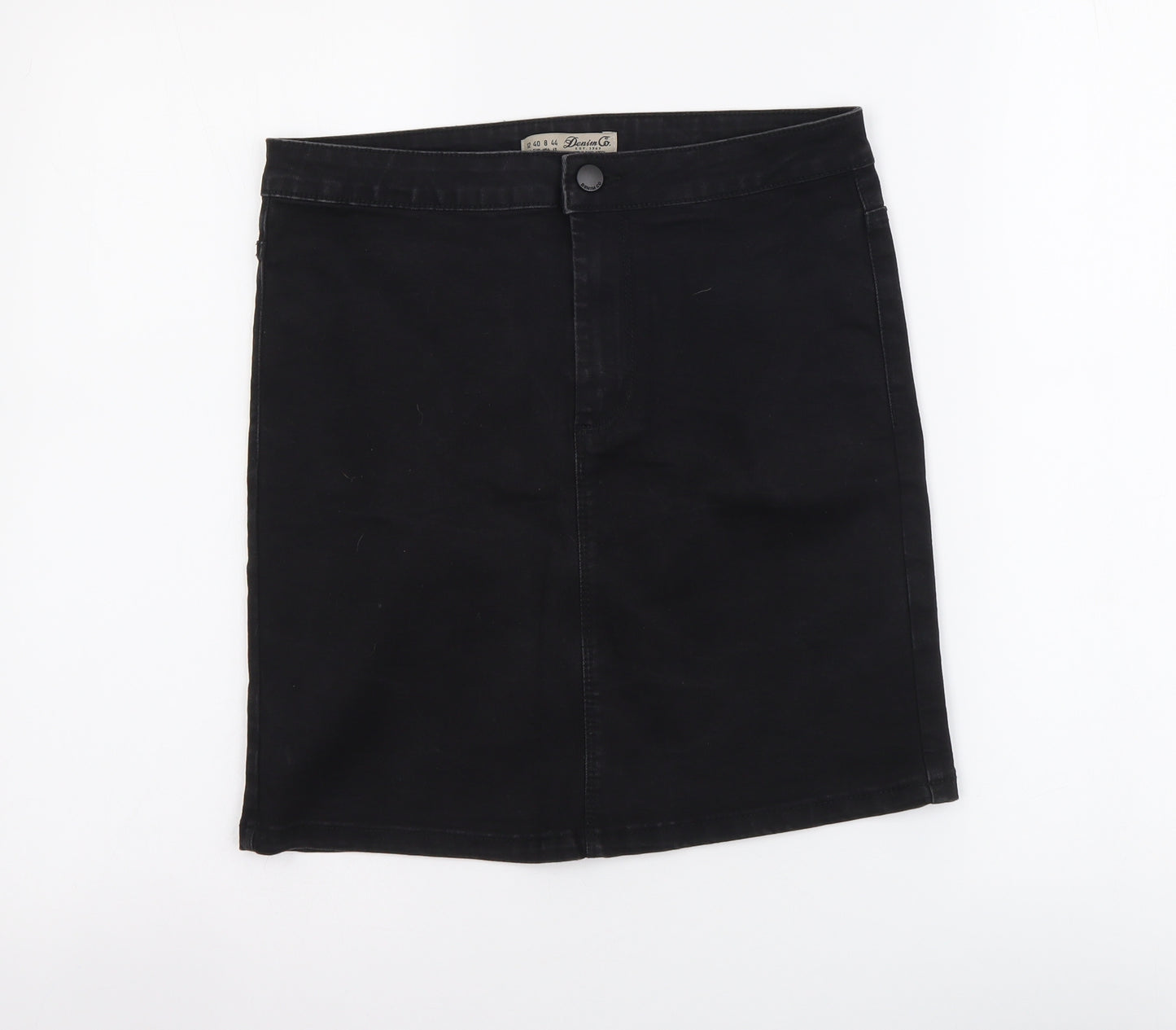 Denim & Co. Womens Black Cotton Mini Skirt Size 12 Button