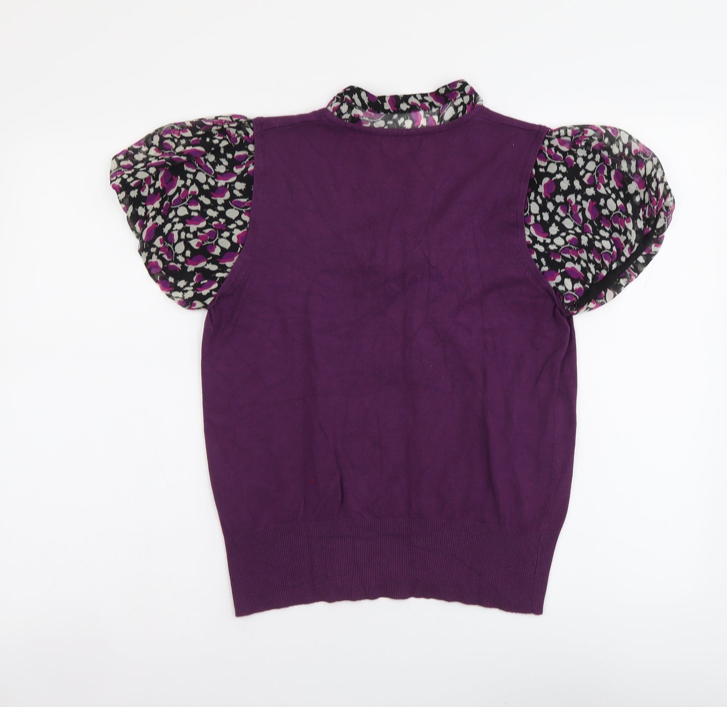 Papaya Womens Purple V-Neck Geometric Viscose Pullover Jumper Size 14