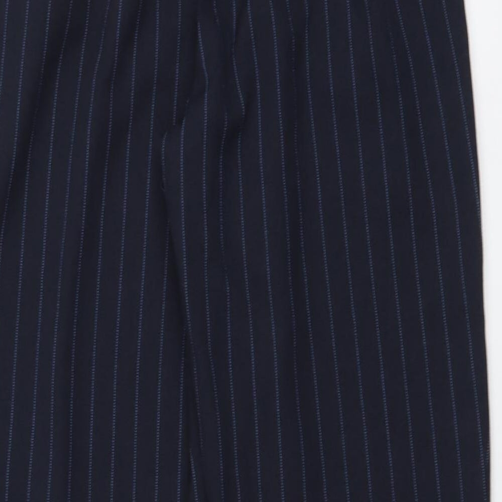 TU Womens Blue Striped Polyester Chino Trousers Size 8 L25 in Regular Drawstring