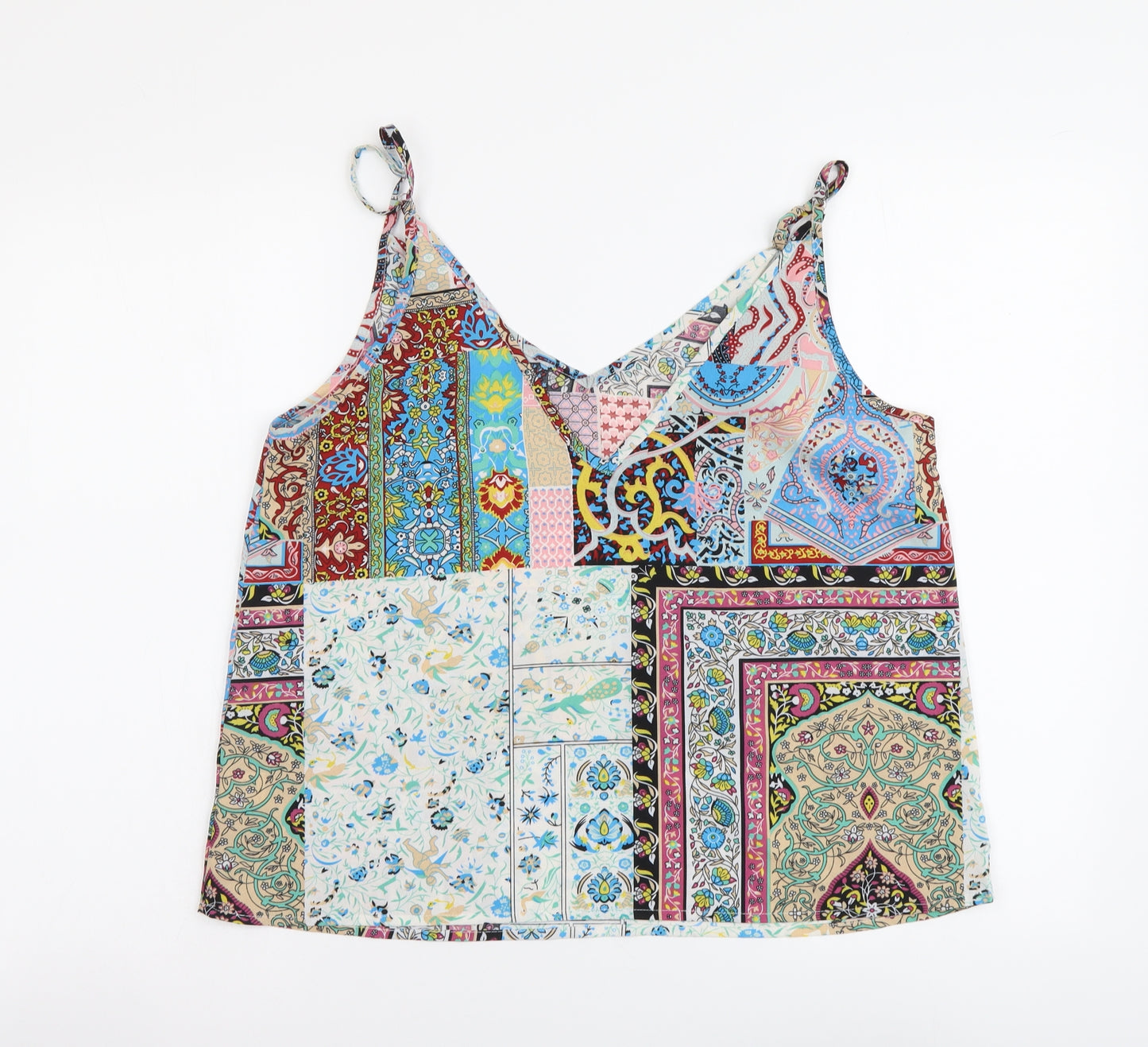 SheIn Womens Multicoloured Geometric Polyester Camisole Tank Size L V-Neck