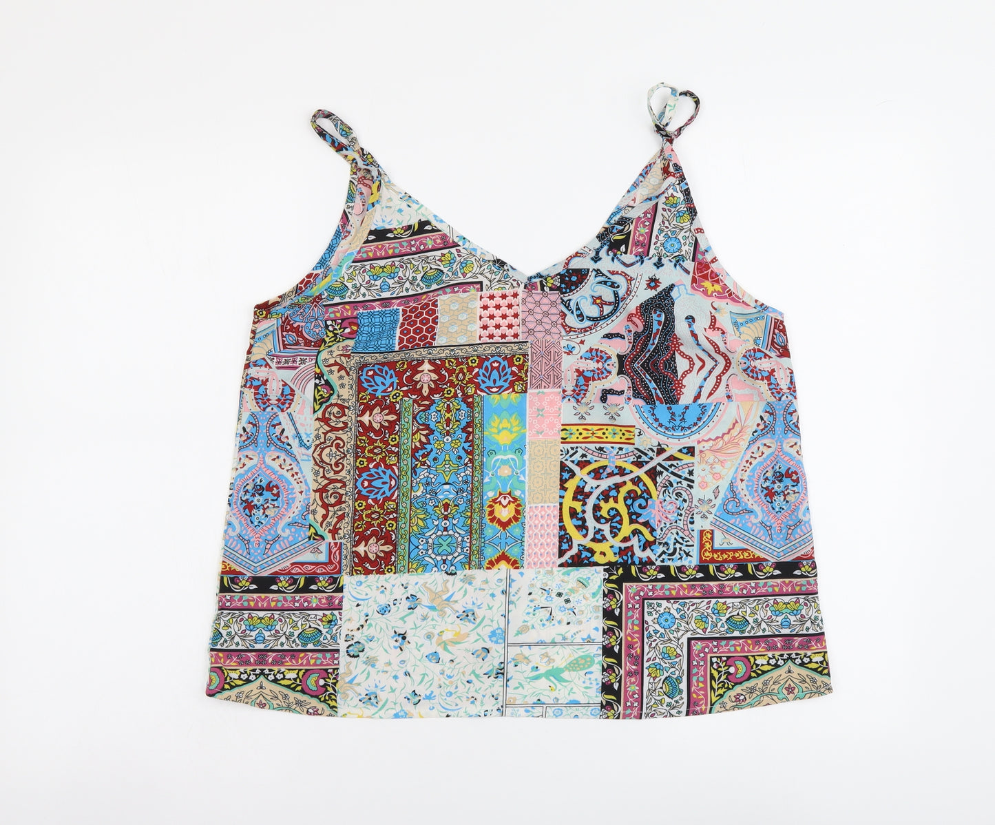 SheIn Womens Multicoloured Geometric Polyester Camisole Tank Size L V-Neck
