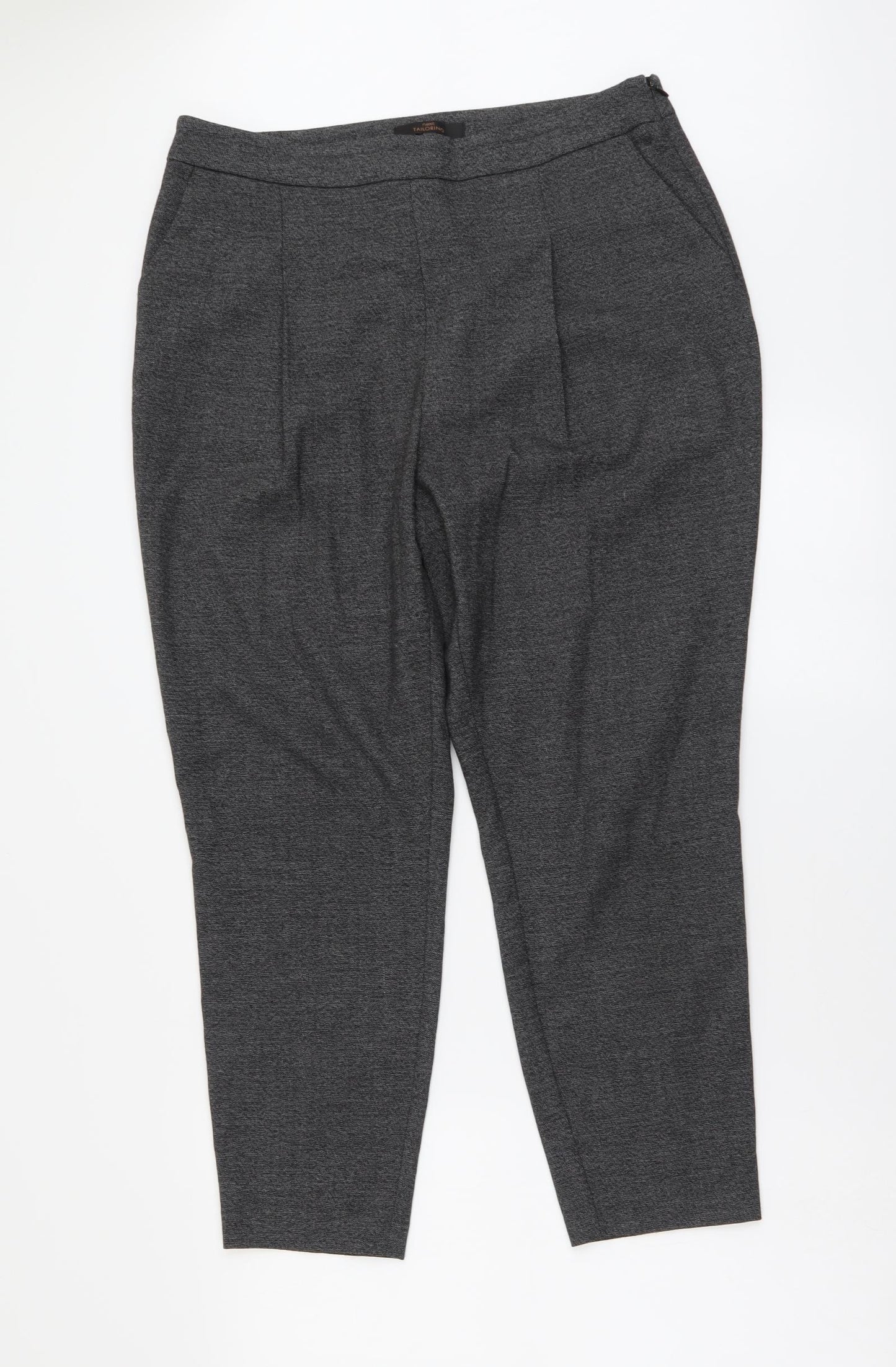 NEXT Womens Grey Polyester Chino Trousers Size 14 L25 in Regular Drawstring