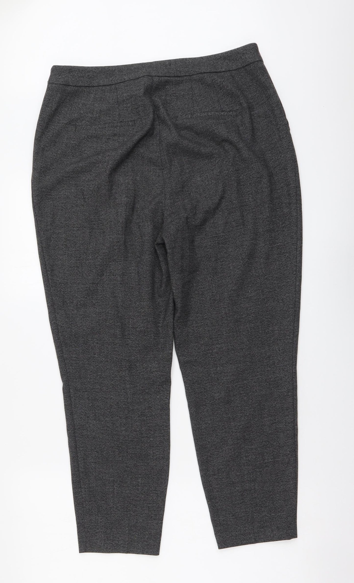 NEXT Womens Grey Polyester Chino Trousers Size 14 L25 in Regular Drawstring