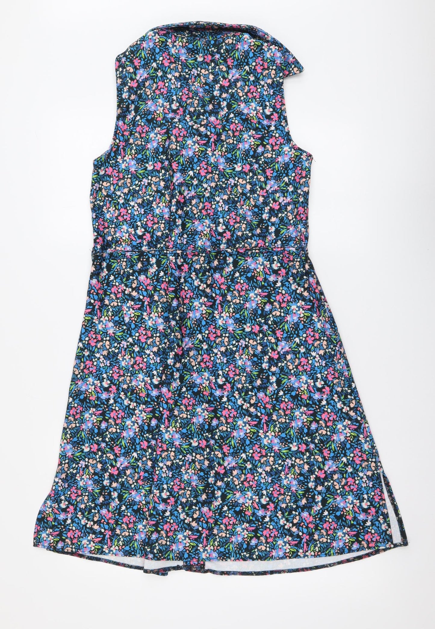 Lipsy Womens Blue Floral Polyester Shirt Dress Size 8 Collared Button