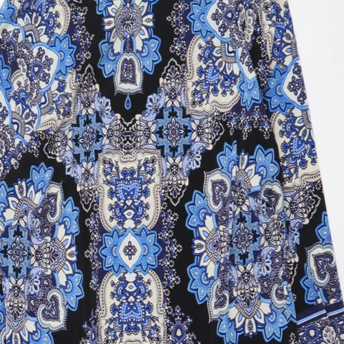 Atmosphere Womens Blue Geometric Polyester Mini Size 8 Boat Neck Pullover