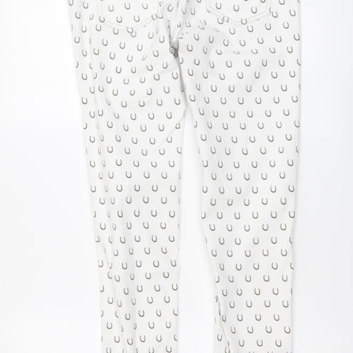 Great Plains Womens White Geometric Cotton Skinny Jeans Size 12 L29 in Regular Button