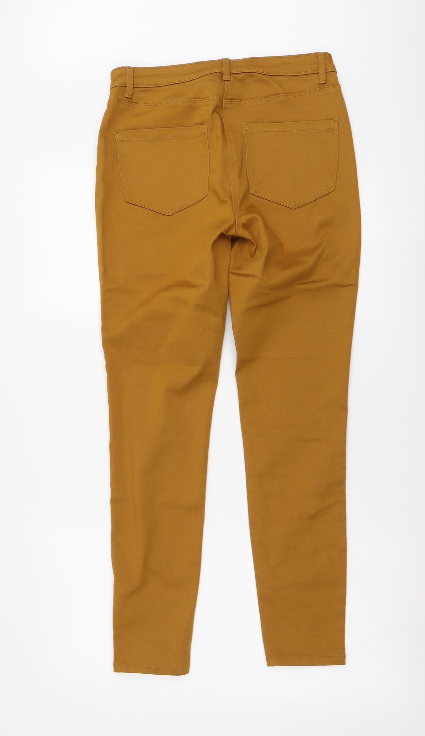 M&Co Womens Yellow Cotton Skinny Jeans Size 12 L28 in Regular Button
