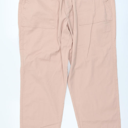 Dunnes Stores Womens Pink Cotton Trousers Size L L27 in Regular Drawstring