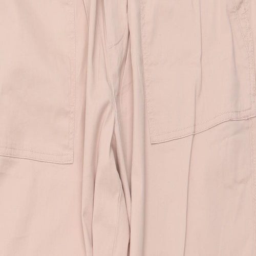 Dunnes Stores Womens Pink Cotton Trousers Size L L27 in Regular Drawstring