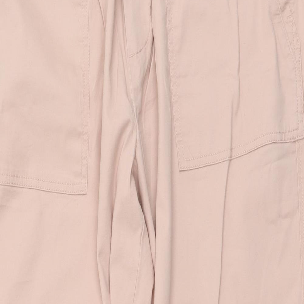Dunnes Stores Womens Pink Cotton Trousers Size L L27 in Regular Drawstring
