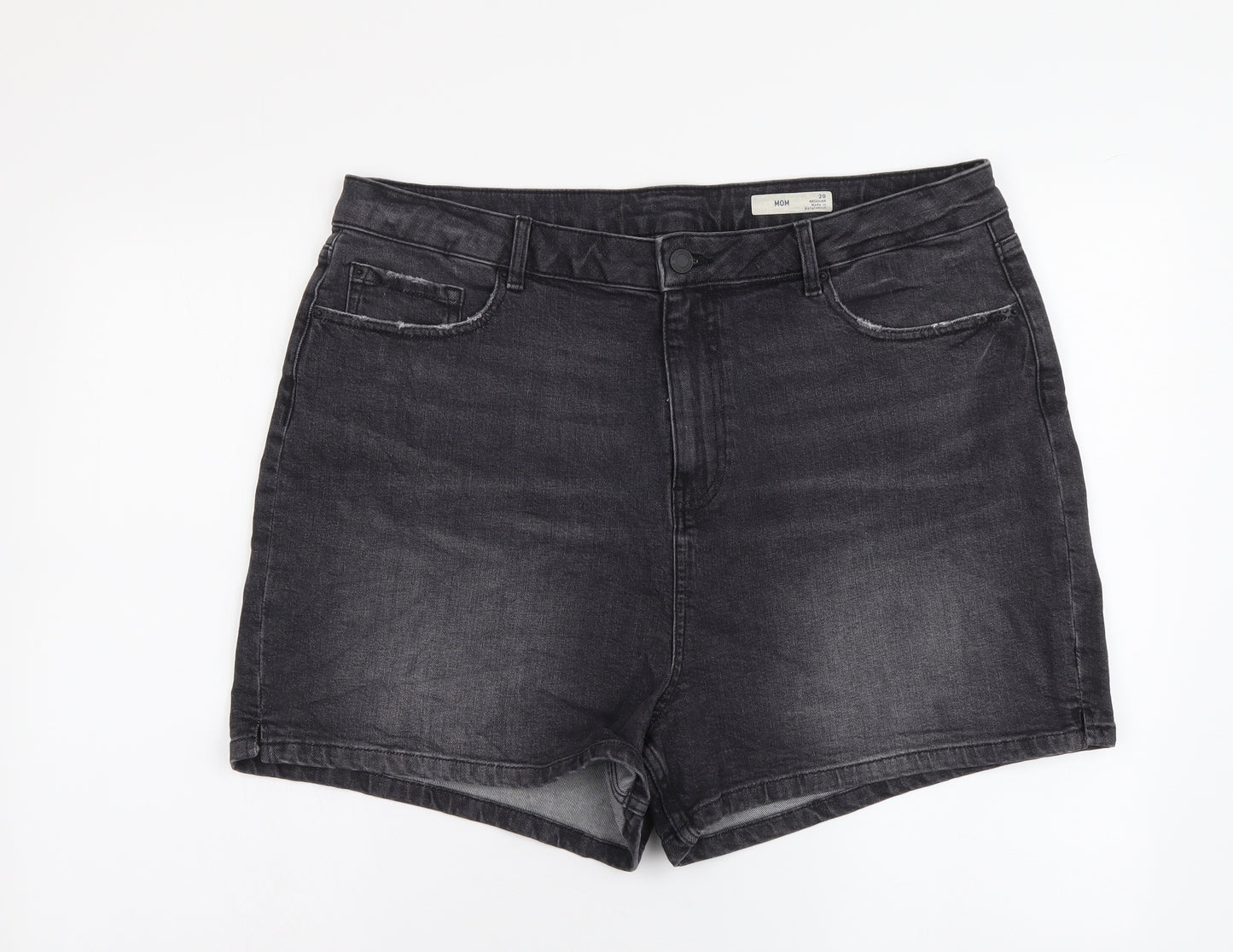 Marks and Spencer Womens Grey Cotton Mom Shorts Size 20 L3 in Regular Button