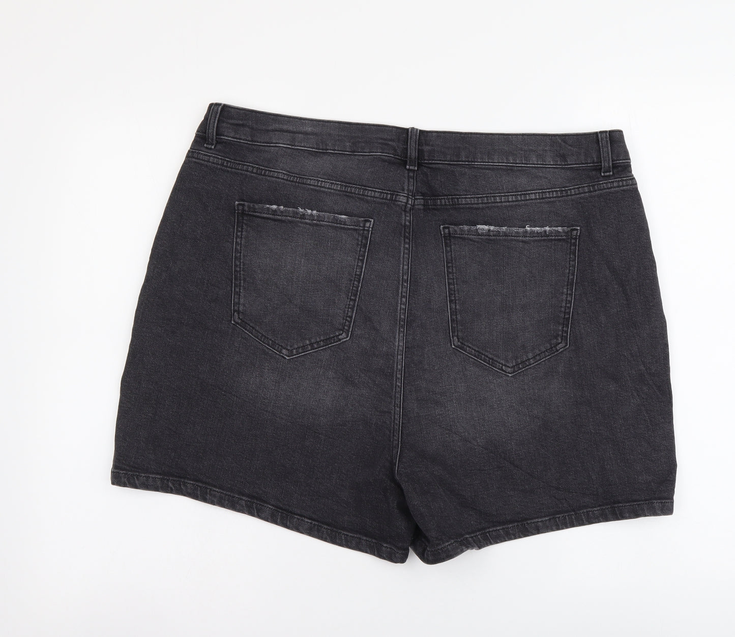 Marks and Spencer Womens Grey Cotton Mom Shorts Size 20 L3 in Regular Button