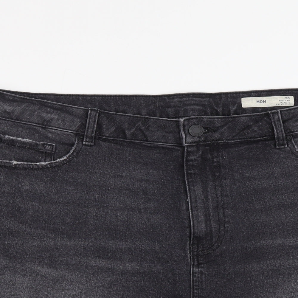 Marks and Spencer Womens Grey Cotton Mom Shorts Size 20 L3 in Regular Button
