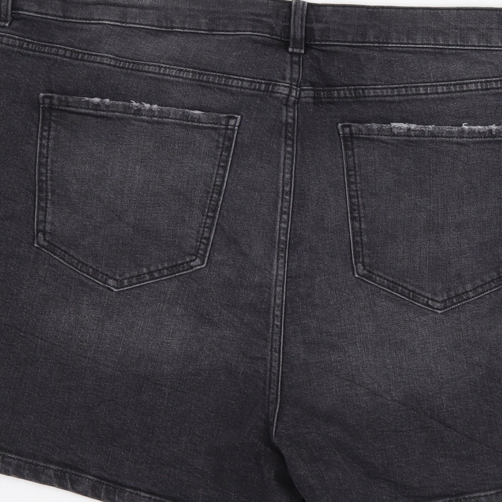 Marks and Spencer Womens Grey Cotton Mom Shorts Size 20 L3 in Regular Button