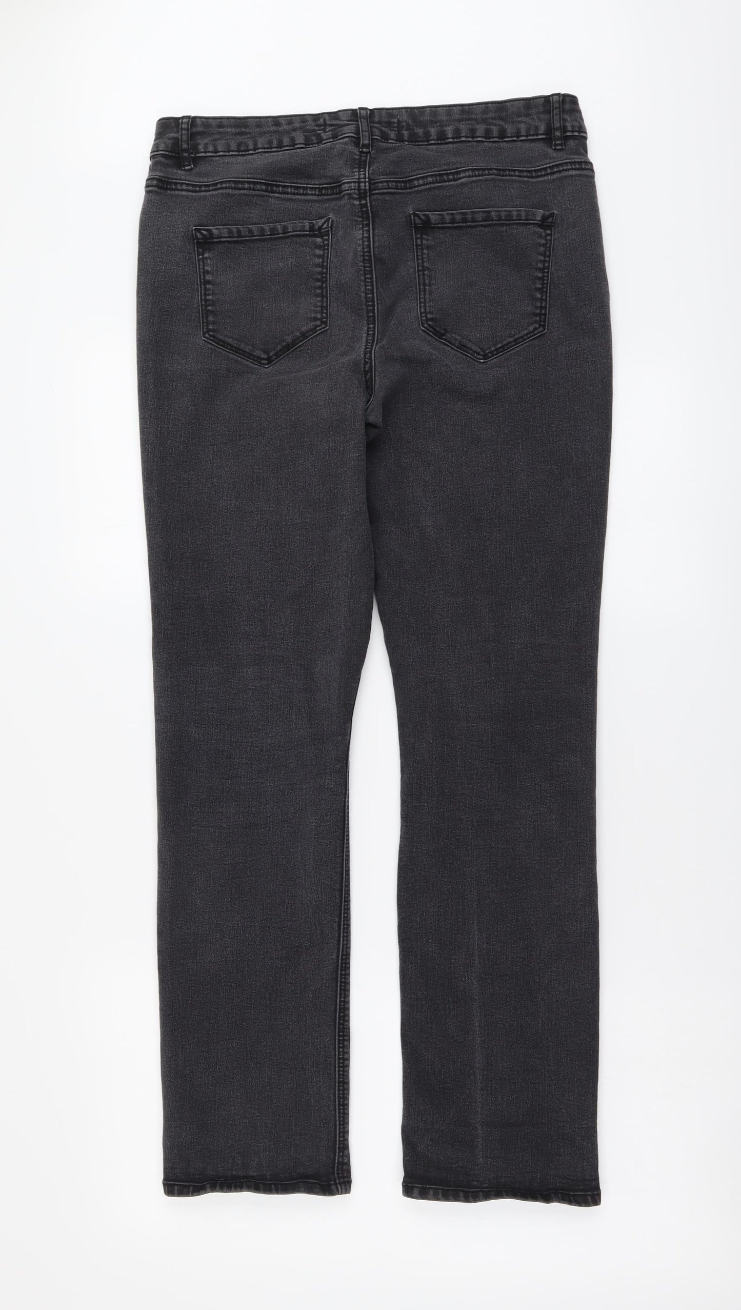 George Womens Grey Cotton Straight Jeans Size 14 L29 in Regular Button